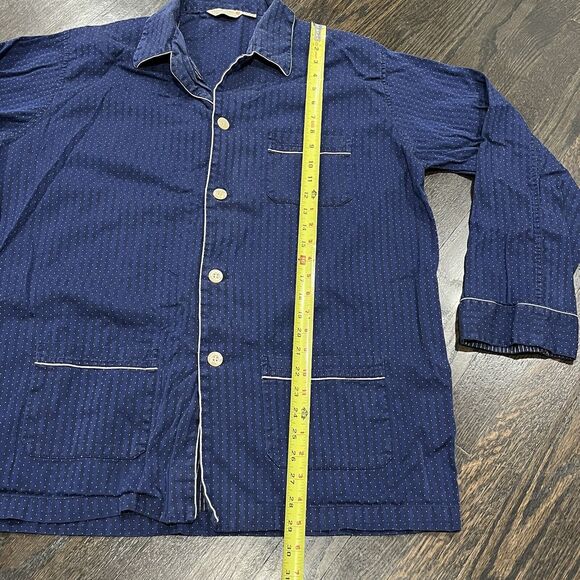Derek Rose Pajama Top Mens XL Blue White Striped Cotton Long Sleeve Button Up - Picture 7 of 8
